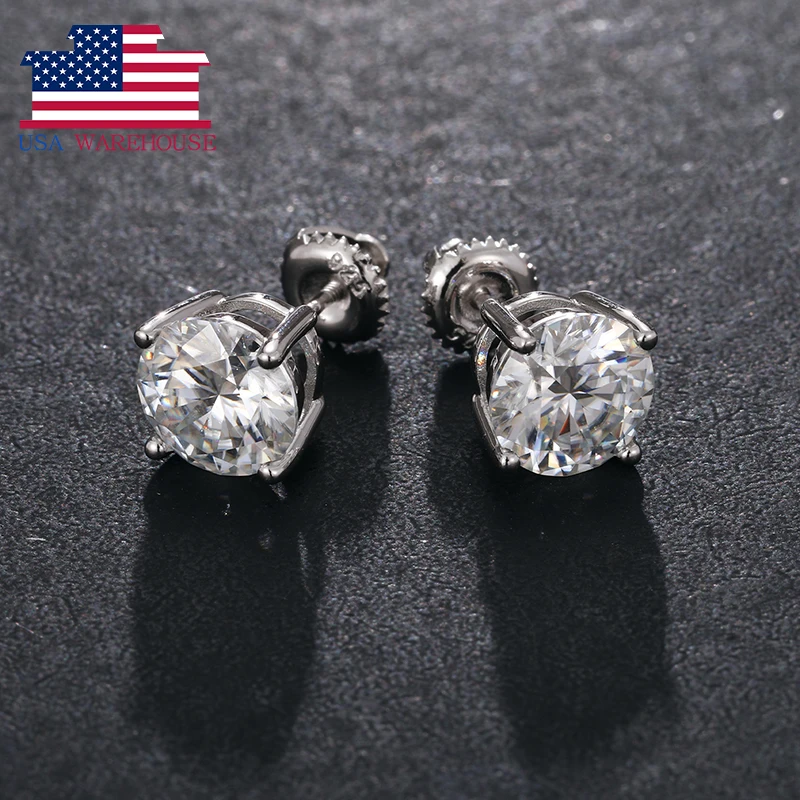 Local US Stock Fashion 8mm 2ct Women White Gold Plated 925 Sterling Silver VVS Moissanite Stud Earrings
Local US Stock Fashion 8mm 2ct Women White Gold Plated 925 Sterling Silver VVS Moissanite Stud Earrings