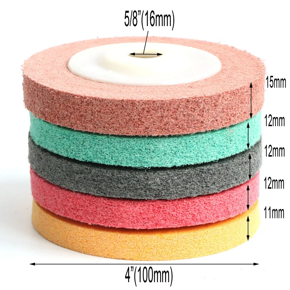 4" Nylon Fiber Polishing Wheel Non woven Abrasive disc 100*16 Grinding