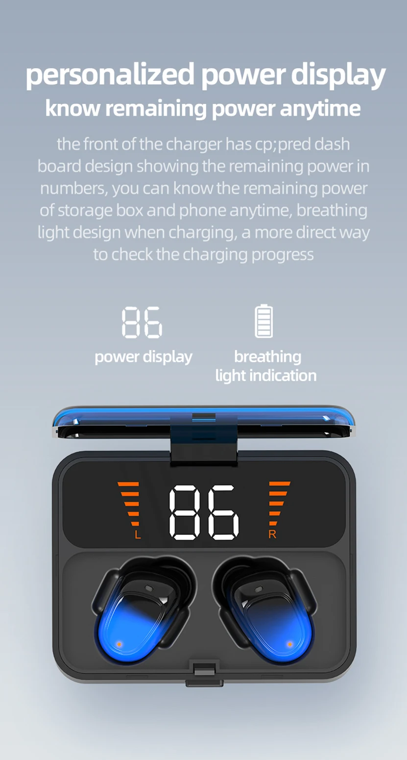 2019 New Design Custom HBQ-ES01 Mini Sport Waterproof Noise Cancelling Portable Wireless Earphones with LED Digital Display - ANKUX.COM