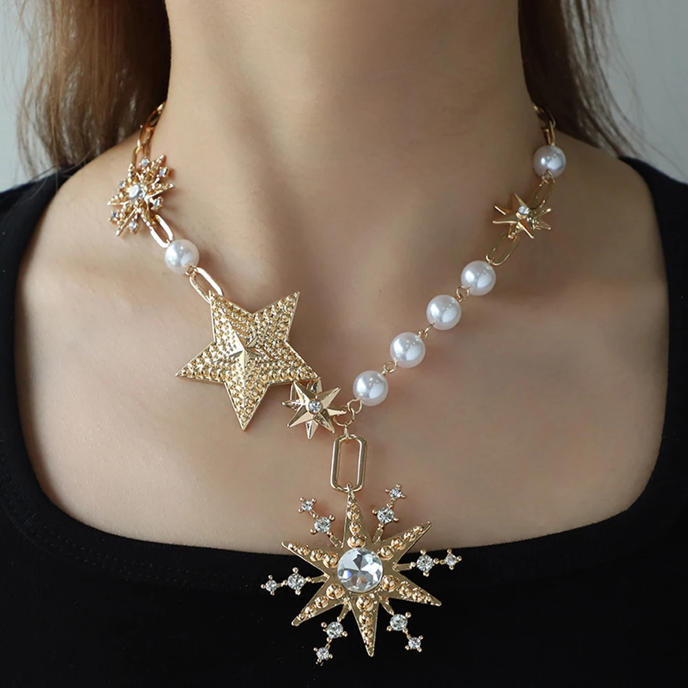 Fashion Set Series Six Points Star Diamond Necklace Imitation Pearl Earrings Jewelry Set For Women
Fashion Set Series Six Points Star Diamond Necklace Imitation Pearl Earrings Jewelry Set For Women