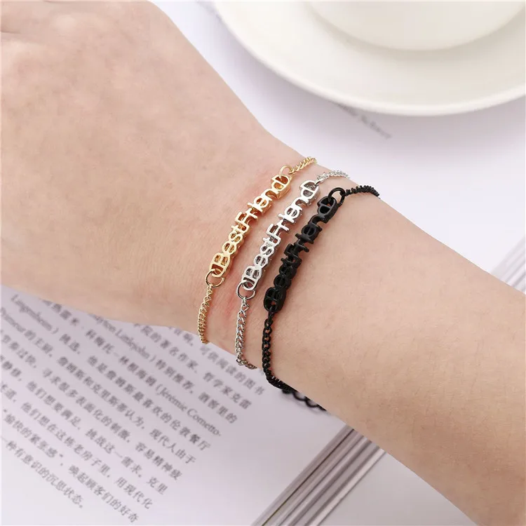 Cross-Border Fashion Accessories Alloy Chain Black Bracelet Diamond Hand Jewelry Letter Couple Bracelet, Silver,gold or custom
Cross-Border Fashion Accessories Alloy Chain Black Bracelet Diamond Hand Jewelry Letter Couple Bracelet, Silver,gold or custom