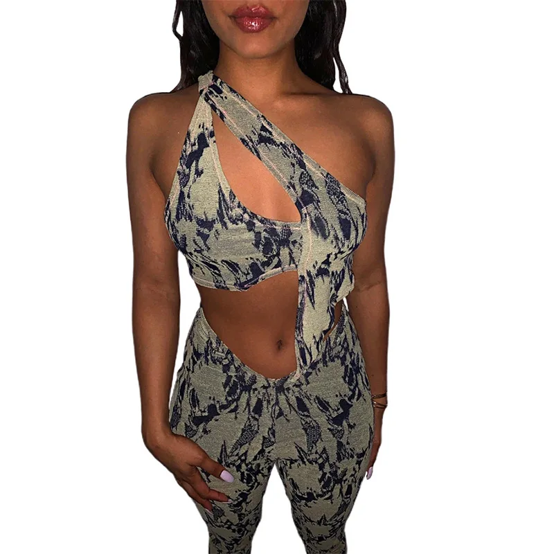 Print Two Piece Sets Women Outfits Sexy Backless One Shoulder Crop Top Stretchy Leggings Set Suit Active Wear B1276
Print Two Piece Sets Women Outfits Sexy Backless One Shoulder Crop Top Stretchy Leggings Set Suit Active Wear B1276