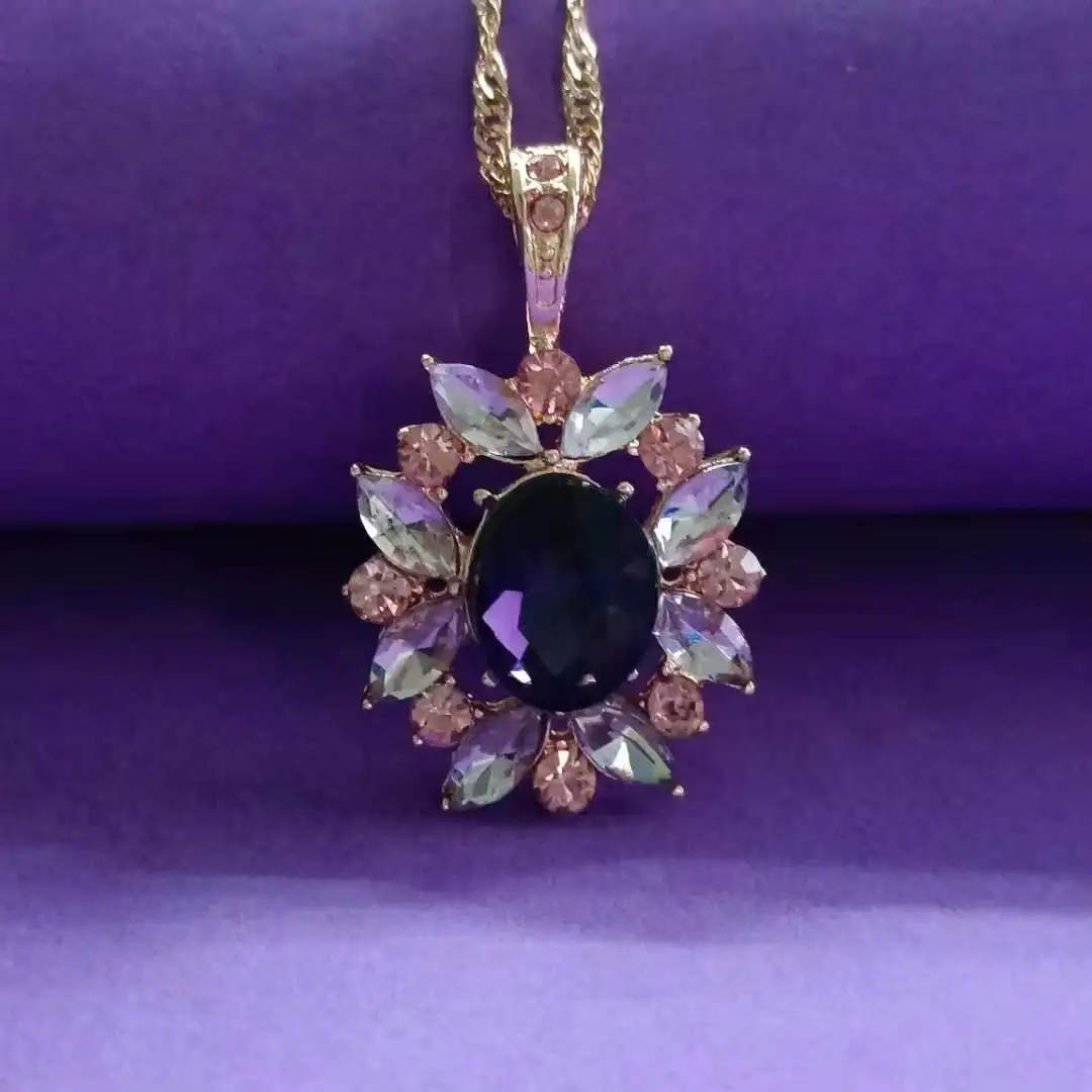 Purple Crystal Necklace Flower Pendant Women's White Rhinestone Necklace Engagement Jewelry
Purple Crystal Necklace Flower Pendant Women's White Rhinestone Necklace Engagement Jewelry