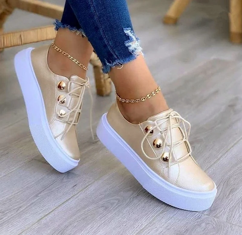 2021 New Arrival Lady Round Toe PU Solid Color Lace Up Women's Sneakers Ladies Women Canvas Flats Shoes, Gold,black,white ,champagne
2021 New Arrival Lady Round Toe PU Solid Color Lace Up Women's Sneakers Ladies Women Canvas Flats Shoes, Gold,black,white ,champagne