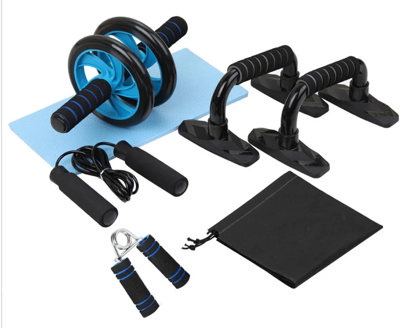 Gym equipment set adult fitness body building jump rope hand grip an wheel push bare, Blue
Gym equipment set adult fitness body building jump rope hand grip an wheel push bare, Blue