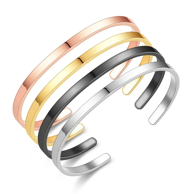 Creative 4mm stainless steel c-shape bracelet diy custom logo open adjustable multi-color bracelet
Creative 4mm stainless steel c-shape bracelet diy custom logo open adjustable multi-color bracelet