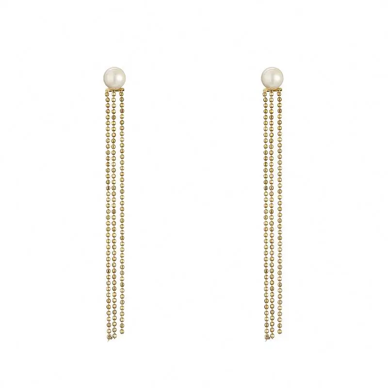 Hot Selling Long Tassel Pearl Earrings Factory Supply High Quality Stainless Steel Jewelry 
Hot Selling Long Tassel Pearl Earrings Factory Supply High Quality Stainless Steel Jewelry