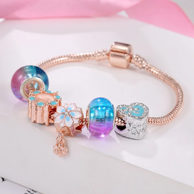 2021 New Arrival Women Girls Gifts Jewelry Oil Drip Flower Heart Charm Bracelet Colorful Blue Glass Beads Flower Charm Bracelet
2021 New Arrival Women Girls Gifts Jewelry Oil Drip Flower Heart Charm Bracelet Colorful Blue Glass Beads Flower Charm Bracelet