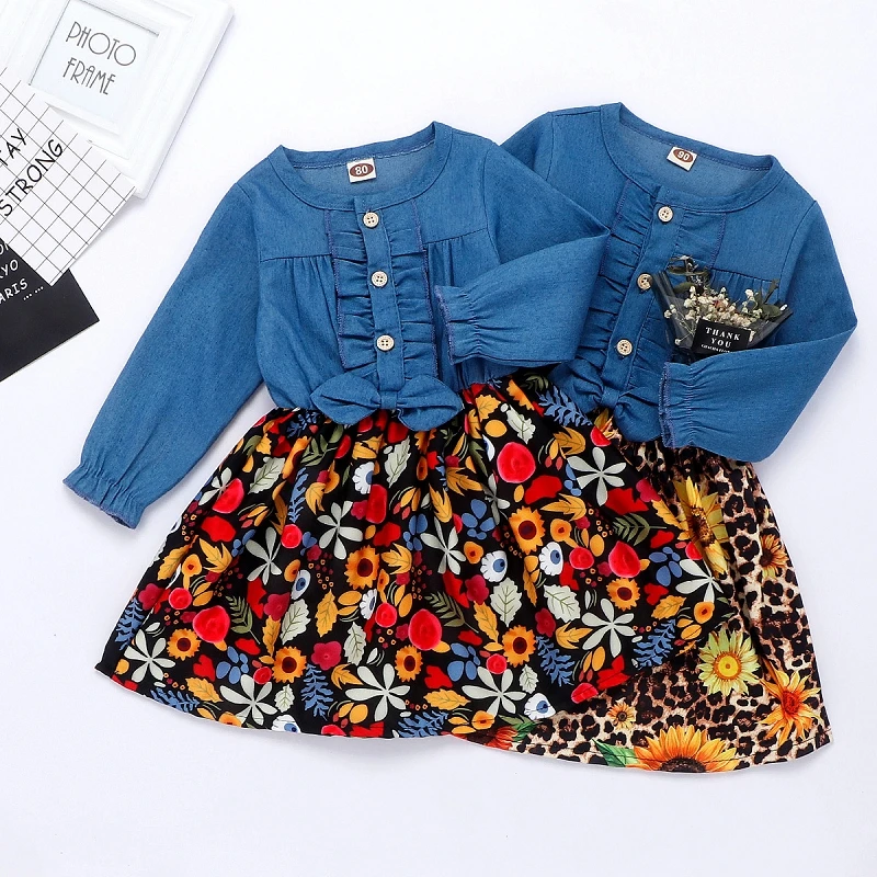 3 Colors Autumn Kids clothing Baby Girls Floral Dress Denim Toddler Dress Long Sleeve Leopard Flower Party Dresses M169
3 Colors Autumn Kids clothing Baby Girls Floral Dress Denim Toddler Dress Long Sleeve Leopard Flower Party Dresses M169