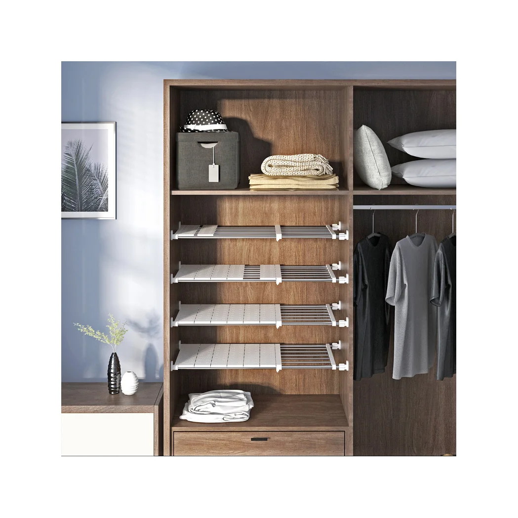 Storage shelves in the closet tiered shelves dormitory wardrobe cabinets partitions partitions retractable shelf, White
Storage shelves in the closet tiered shelves dormitory wardrobe cabinets partitions partitions retractable shelf, White