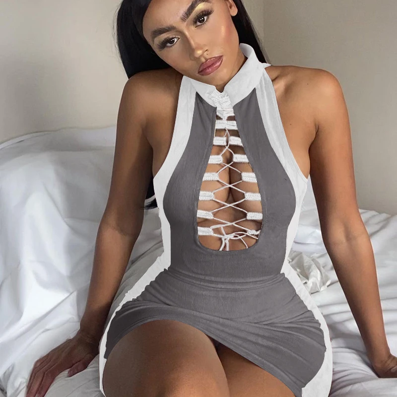 2021 Autumn New Arrival Lace Up Sleeveless Patchwork Clothing Bodycon Women Sexy Mini Party Club Contrast Color Sweater Dress, Picture show
2021 Autumn New Arrival Lace Up Sleeveless Patchwork Clothing Bodycon Women Sexy Mini Party Club Contrast Color Sweater Dress, Picture show