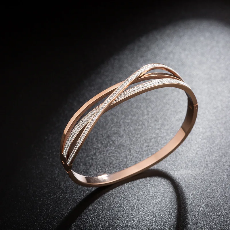 CZ Crystal Three-layer Hollow Cross Bangles Bracelets Rose Gold Stainless Steel Bangle Jewelry For Women (SK799), As picture
CZ Crystal Three-layer Hollow Cross Bangles Bracelets Rose Gold Stainless Steel Bangle Jewelry For Women (SK799), As picture