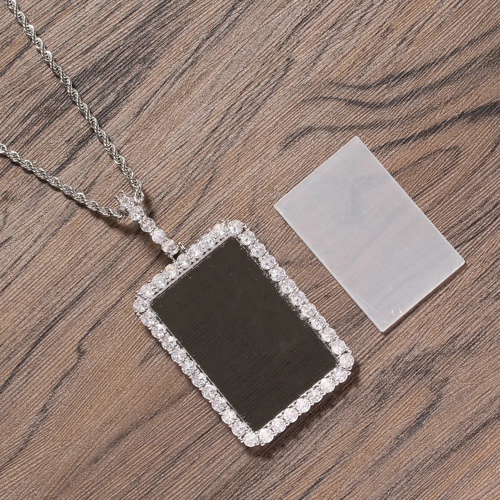 Hip-hop jewelry rectangular photo frame with no photo couples style copper zircon set
Hip-hop jewelry rectangular photo frame with no photo couples style copper zircon set