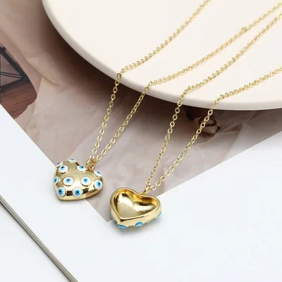 New Arrival Evil Eyes Love Heart Pendant Necklace Real Gold Plated Link Chain Heart Pendant Necklace For Protection
New Arrival Evil Eyes Love Heart Pendant Necklace Real Gold Plated Link Chain Heart Pendant Necklace For Protection