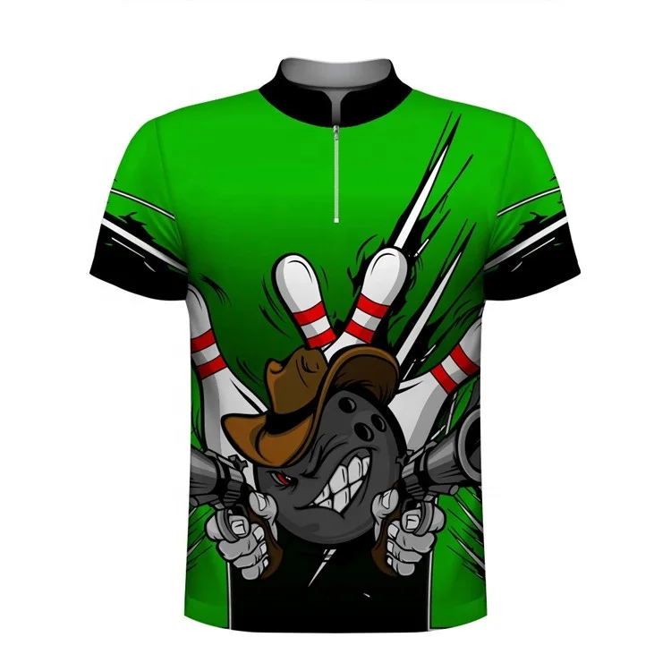 OEM custom made bowling jerseys digital sublimation quarter zipper high quality t shirts for men, Customized colors
OEM custom made bowling jerseys digital sublimation quarter zipper high quality t shirts for men, Customized colors