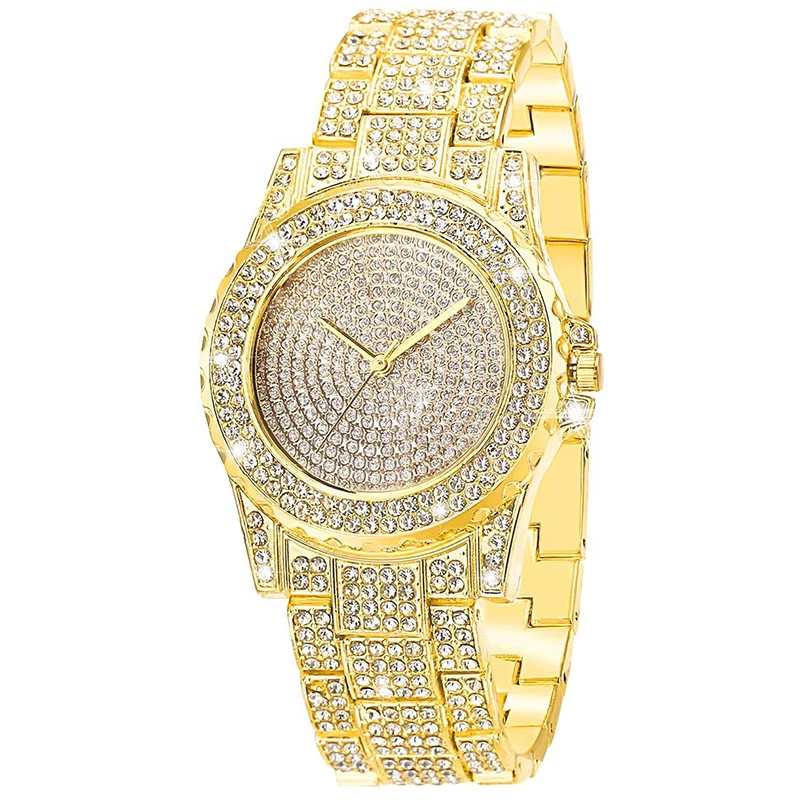 

Icy Wrist Watches for Women Quartz Wristband Manufacturer Company with Big Strap Lover Gift Wristwatches with Rhinestone Diamond