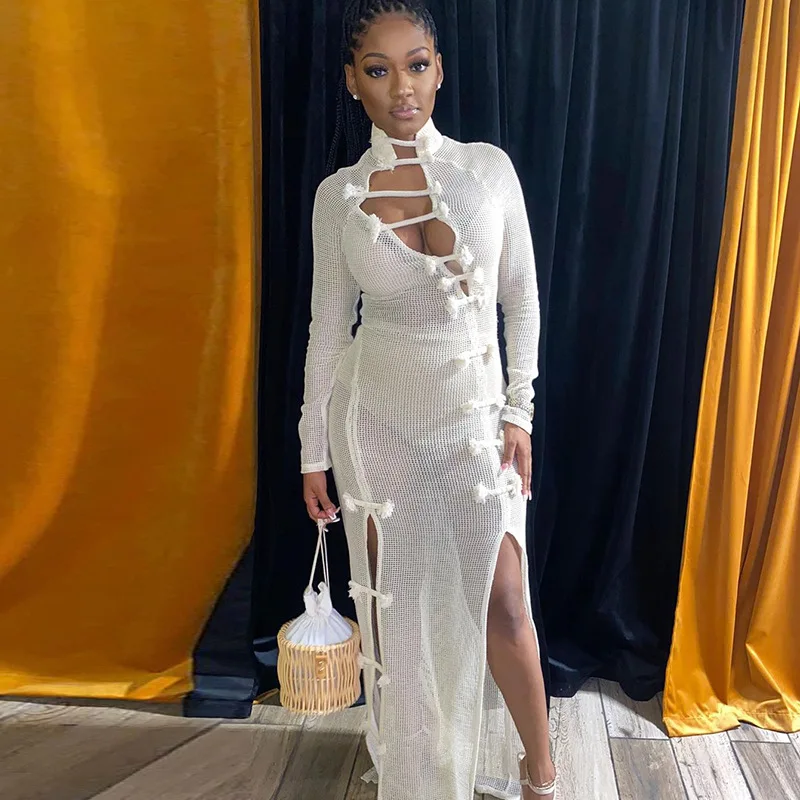 New Style Fall Elegant Stitching Mesh Hollow Out Long Sleeve Sexy Casual Ladies Maxi Dresses
New Style Fall Elegant Stitching Mesh Hollow Out Long Sleeve Sexy Casual Ladies Maxi Dresses
