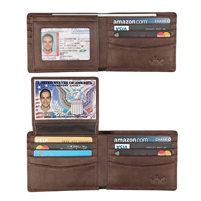 High Quality Minimalist Slim Men Genuine Leather Wallet RFID Blocking Bifold Wallet with ID Window, As the picture
High Quality Minimalist Slim Men Genuine Leather Wallet RFID Blocking Bifold Wallet with ID Window, As the picture