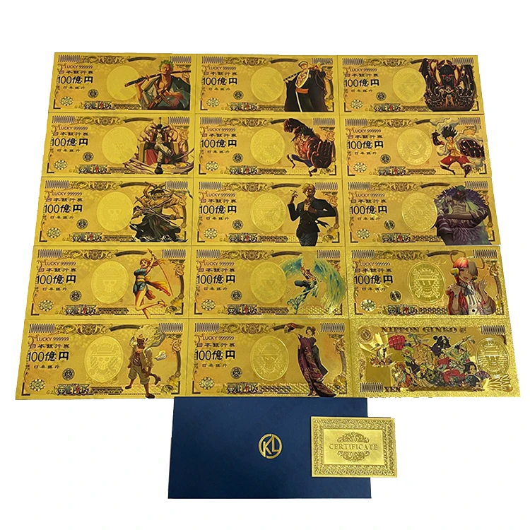 Japan anime One Piece gold card money collectibles plastic golden foil banknote for fans
Japan anime One Piece gold card money collectibles plastic golden foil banknote for fans