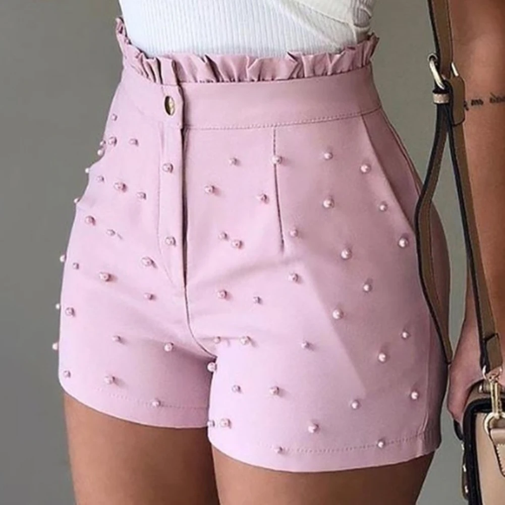 KCS 2021 Fashion High Waist Button Women Shorts Summer Solid Color Ruffled Beaded Summer Women Shorts, White,black,pink
KCS 2021 Fashion High Waist Button Women Shorts Summer Solid Color Ruffled Beaded Summer Women Shorts, White,black,pink