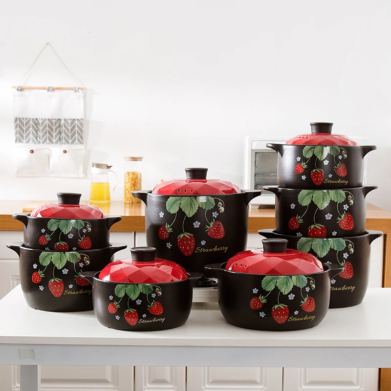 Black matte ceramic casserole with red lid multi-specification heat resistant casserole with open fire
Black matte ceramic casserole with red lid multi-specification heat resistant casserole with open fire