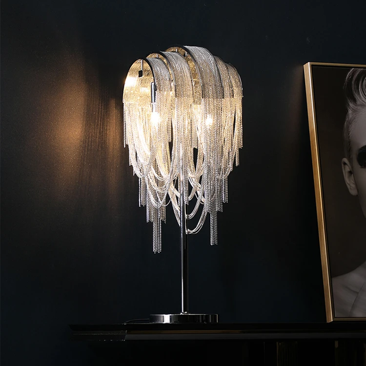 Golden color aluminum chain table lamp led decorative table lamp for bedroom living room