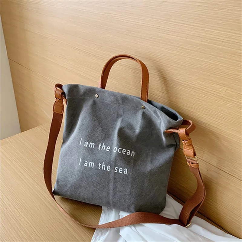 Women's Large Capacity Canvas Tote Bags Letter Printed Shoulder Messenger Handbags, Solid
Women's Large Capacity Canvas Tote Bags Letter Printed Shoulder Messenger Handbags, Solid