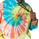 Tie Dye Custom Print Logo Cotton Hoodie Oversized Pullover Men Hoodies