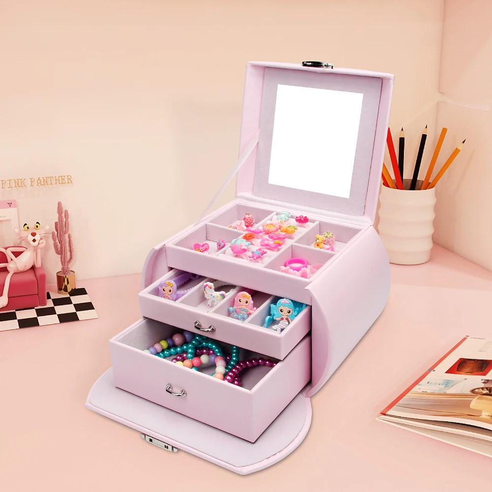2020 hot selling portable pink jewelry organizer box with mirror and lock for girl jewelry packaging storage
2020 hot selling portable pink jewelry organizer box with mirror and lock for girl jewelry packaging storage