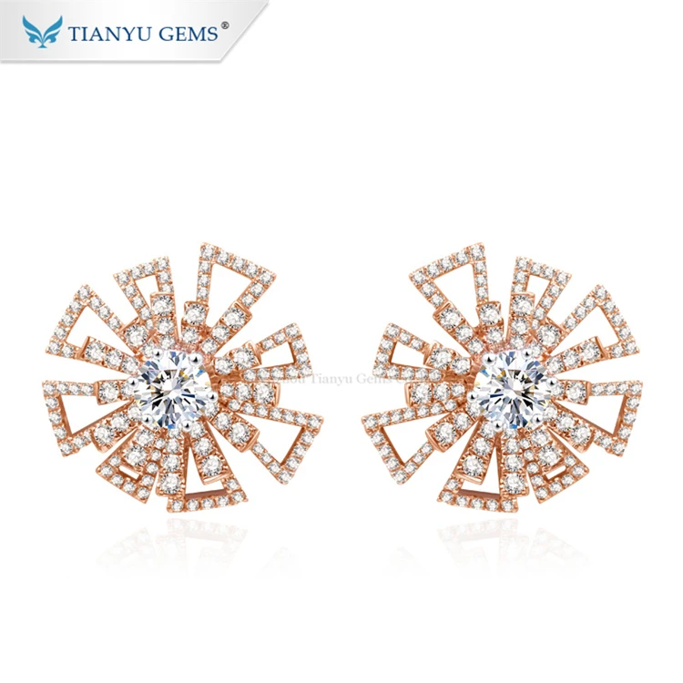 Tianyu Gems Gold Jewelry Earring Round Shape 14K Rose Gold White Moissanite Stud Rotatable Earrings
Tianyu Gems Gold Jewelry Earring Round Shape 14K Rose Gold White Moissanite Stud Rotatable Earrings