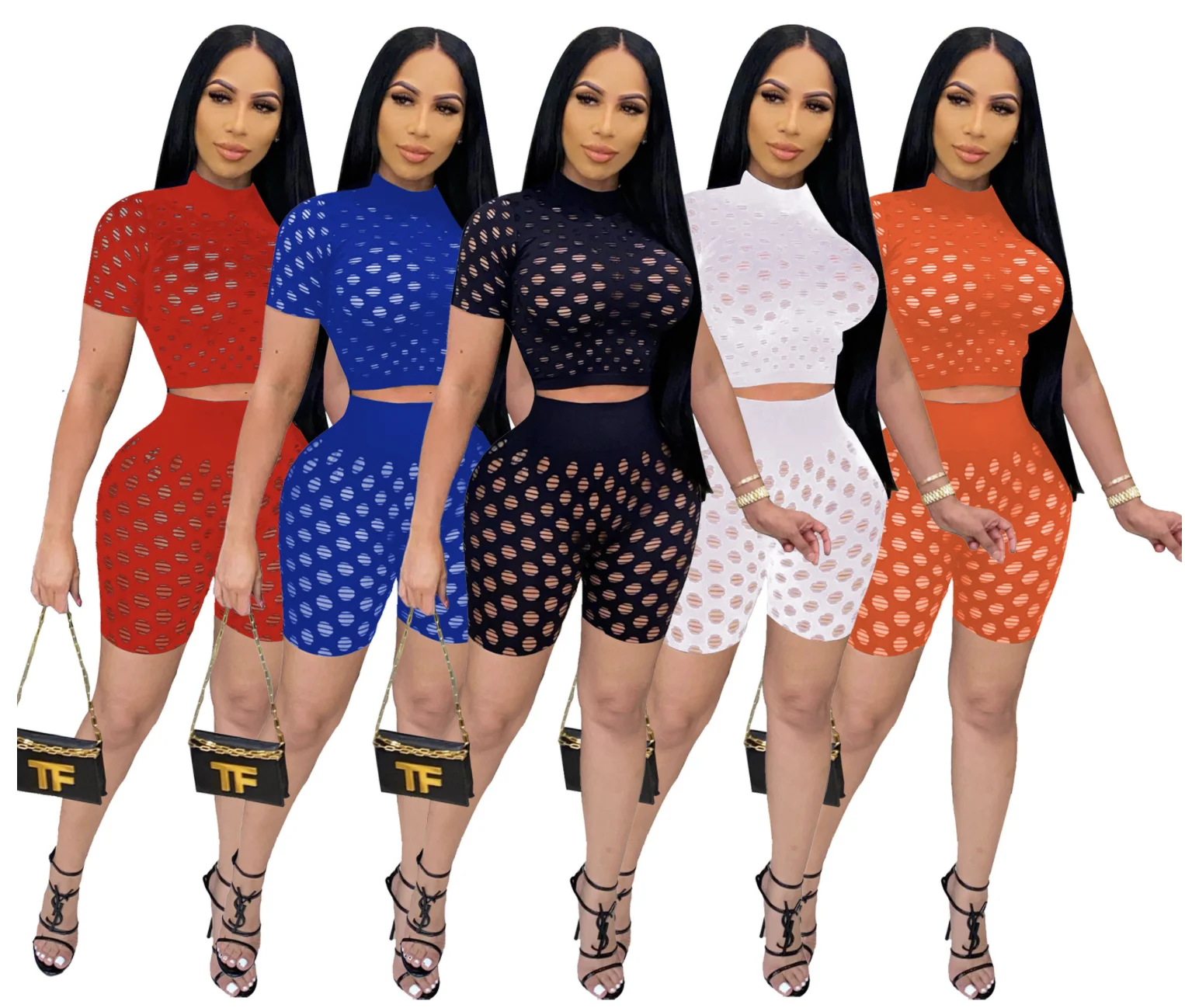 2021 new Sexy Fishnet hollowed-out Short Sleeve 2 Piece Short Sets Women, Picture color
2021 new Sexy Fishnet hollowed-out Short Sleeve 2 Piece Short Sets Women, Picture color