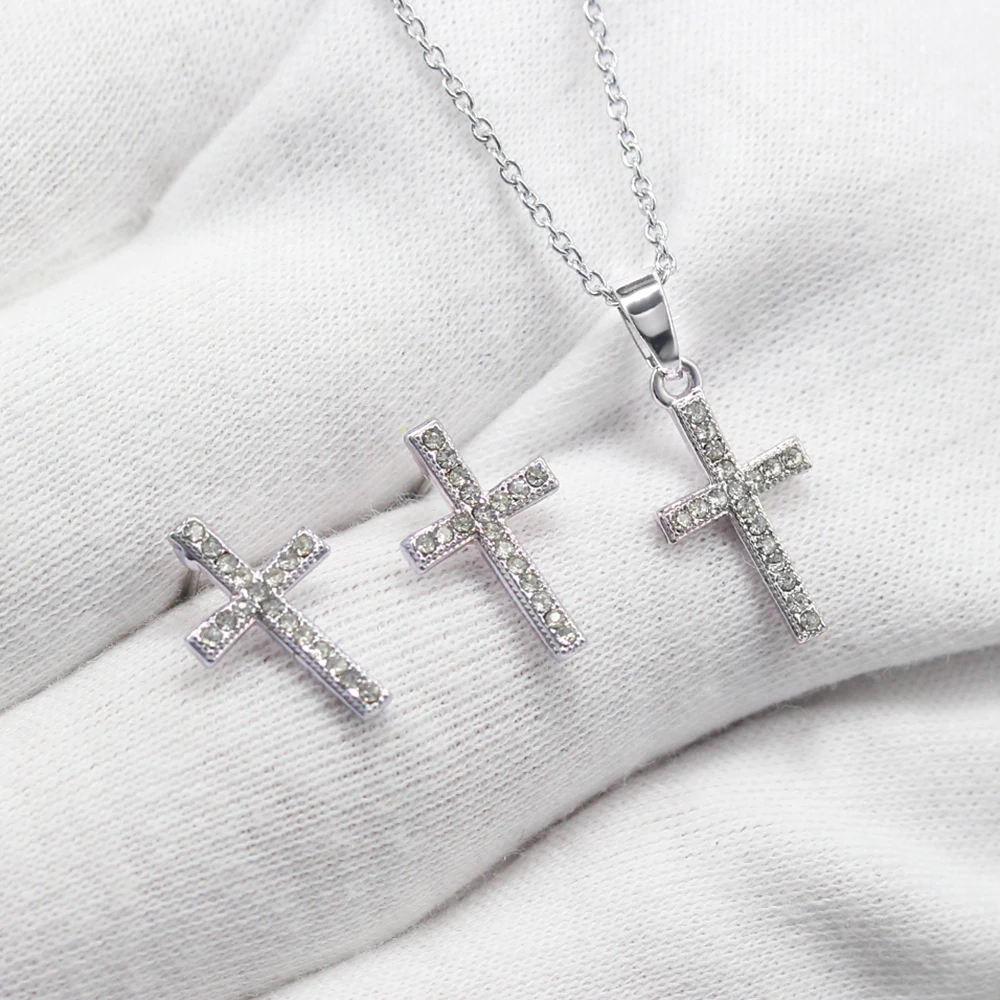 HPXmas fashion chain For Women Christian cross Pendant Jewelry Accessories silver color earrings and Necklace set sexy Gift
HPXmas fashion chain For Women Christian cross Pendant Jewelry Accessories silver color earrings and Necklace set sexy Gift