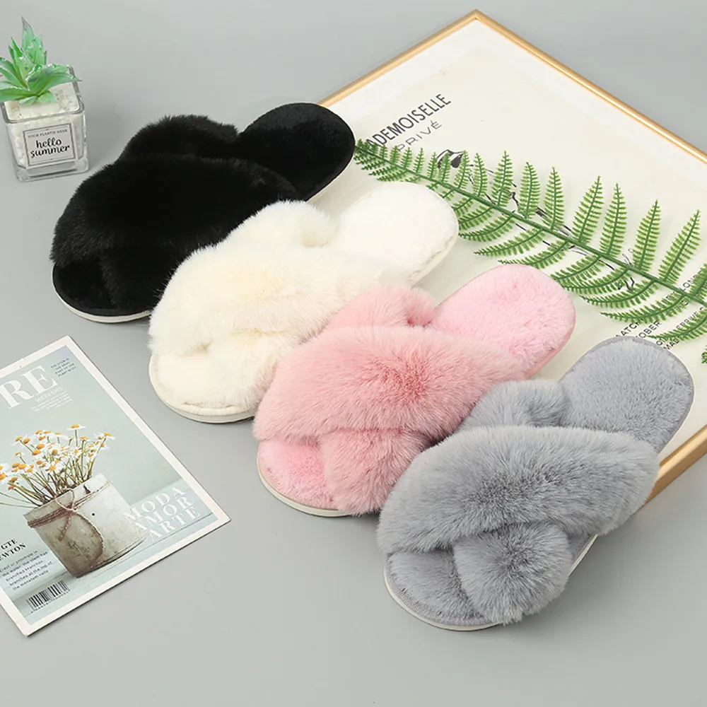 Winter Home Slippers Shoes Ladies Cross Soft Plush Furry Female Open Toe Slides Women Warm Faux Fur Slippers, As pictures
Winter Home Slippers Shoes Ladies Cross Soft Plush Furry Female Open Toe Slides Women Warm Faux Fur Slippers, As pictures