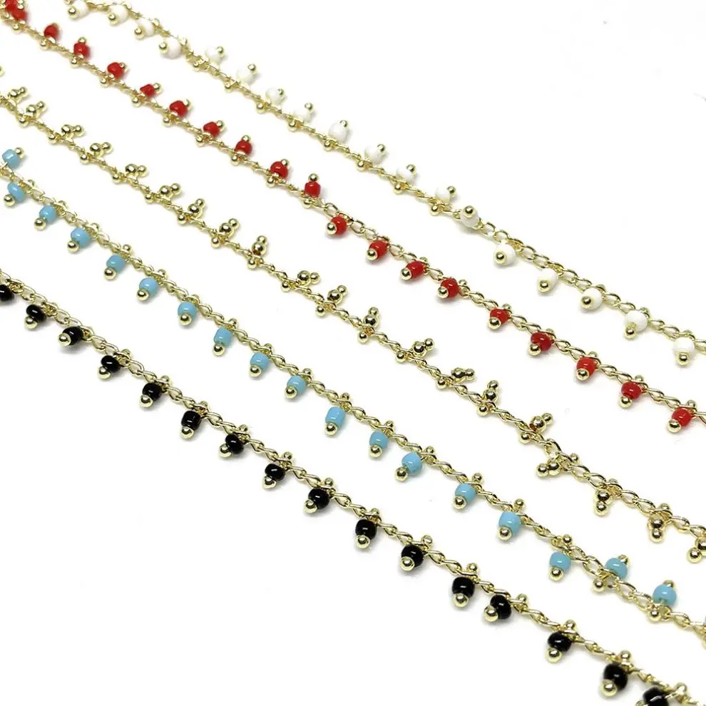 Trendy Jewelry 14K Gold Plated Brass Curb Chain With Colorful Enamel Oil Beads For DIY Necklace Bracelet Earring Jewelry Making
Trendy Jewelry 14K Gold Plated Brass Curb Chain With Colorful Enamel Oil Beads For DIY Necklace Bracelet Earring Jewelry Making