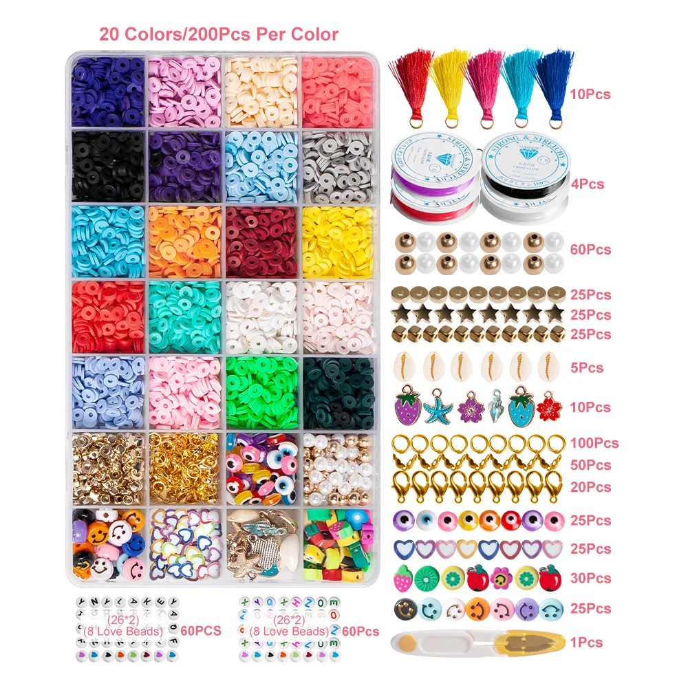 Plastic Box Jewelry Findings Tool Accessories Set Polymer 6mm Flat Clay Spacer Bead for Ankle Bracelet Necklace DIY Making Kit, 20 colors 
Plastic Box Jewelry Findings Tool Accessories Set Polymer 6mm Flat Clay Spacer Bead for Ankle Bracelet Necklace DIY Making Kit, 20 colors