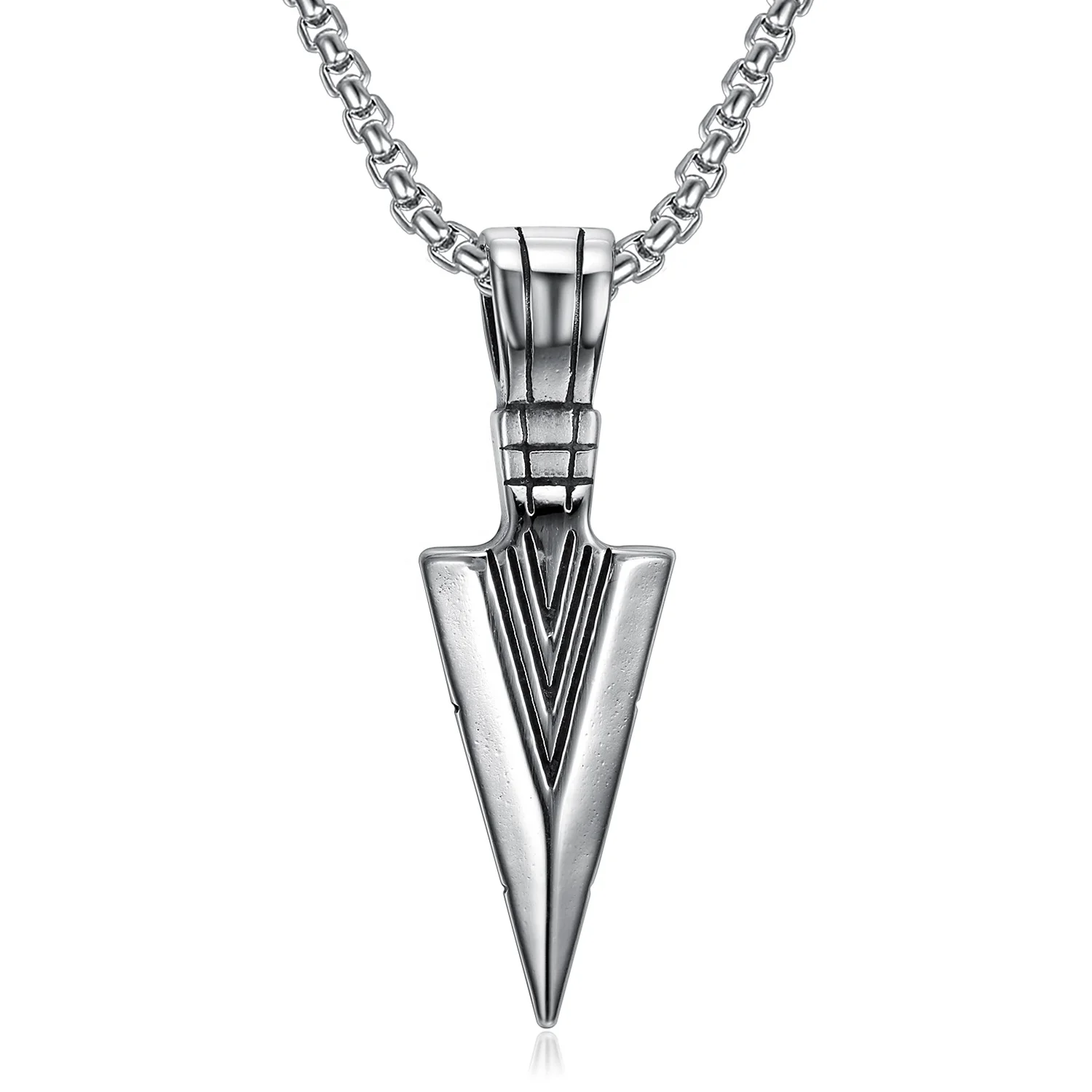 New Arrival Men Fashion Jewelry Vintage Silver Stainless Steel Long Chain Arrow head Pendant Necklace
New Arrival Men Fashion Jewelry Vintage Silver Stainless Steel Long Chain Arrow head Pendant Necklace