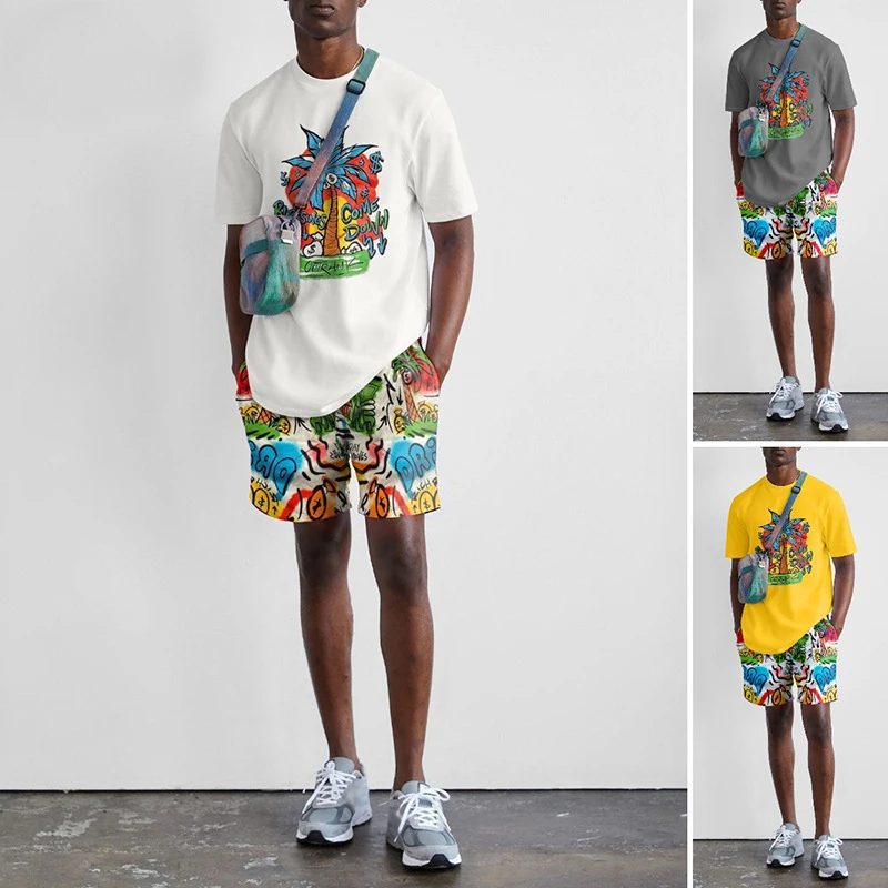 New Arrival Mens Tracksuit Short Sleeve Casual Cartoon&Hip Hop Pattern T-Shirt and Shorts Mens Two Piece Set
New Arrival Mens Tracksuit Short Sleeve Casual Cartoon&Hip Hop Pattern T-Shirt and Shorts Mens Two Piece Set