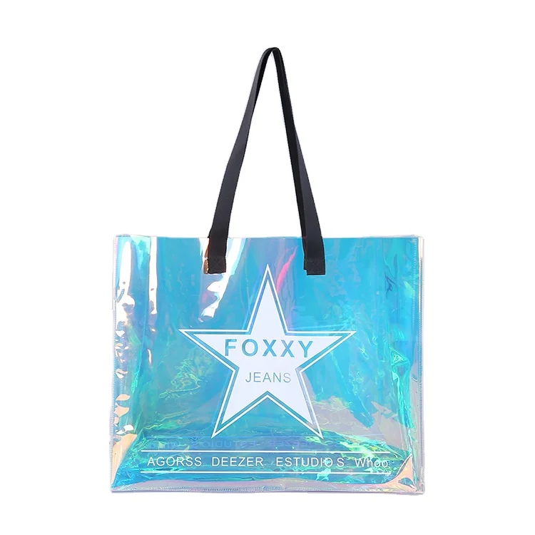 Custom Logo Print Beach Transparent Plain Tote Bag Holographic Laser PVC Shopping Bag For Women holographic bag, Pantone color
Custom Logo Print Beach Transparent Plain Tote Bag Holographic Laser PVC Shopping Bag For Women holographic bag, Pantone color