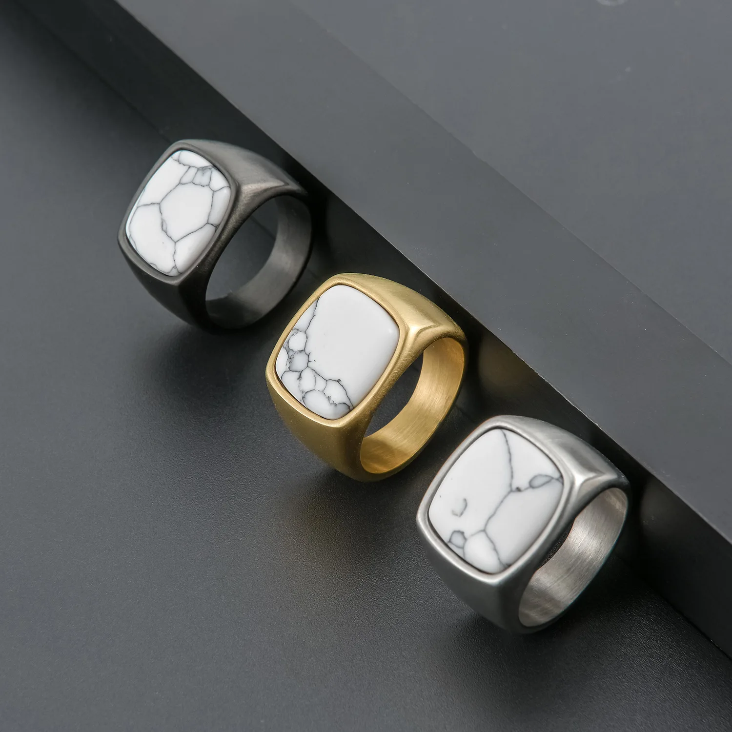 European and American personality classic stainless steel black agate casting natural stone rings for men, As pictures
European and American personality classic stainless steel black agate casting natural stone rings for men, As pictures
