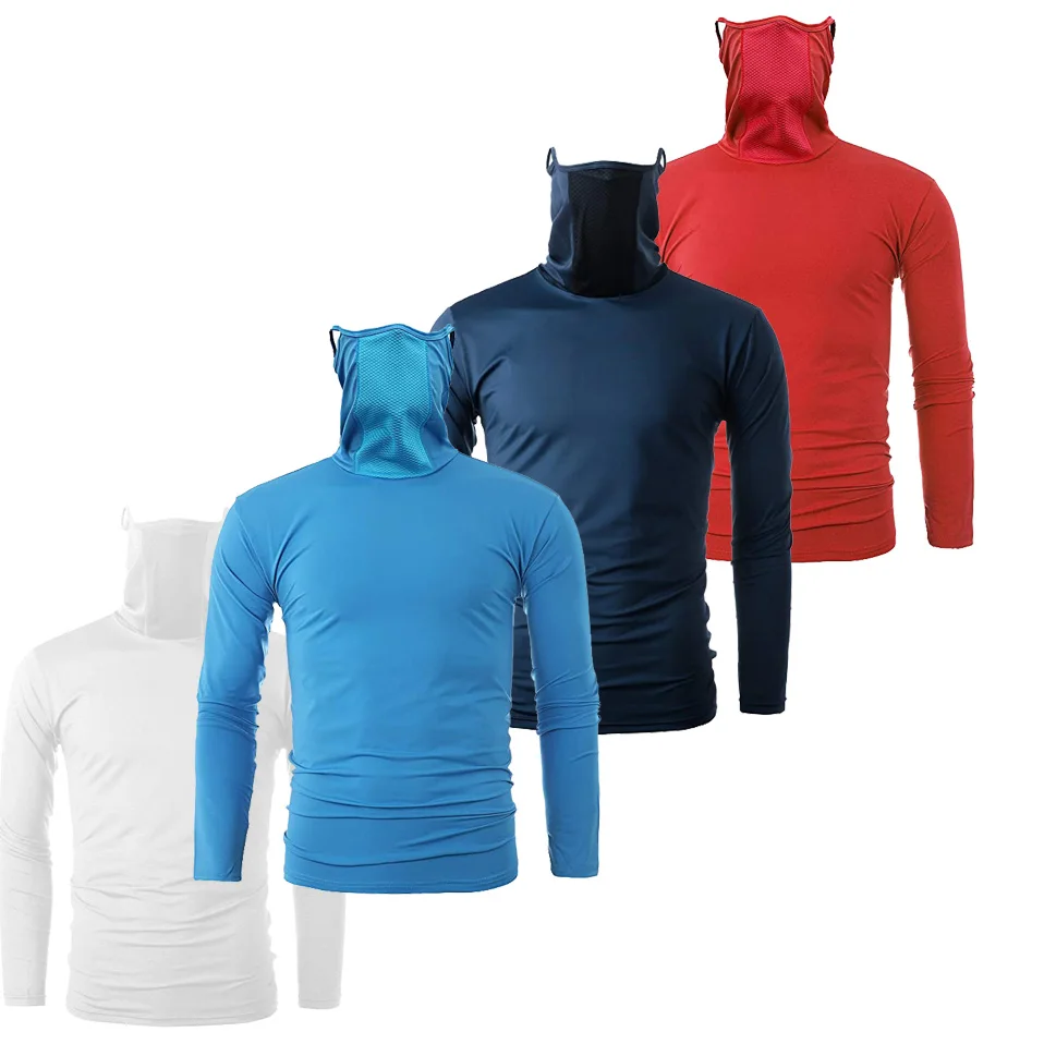 Wholesale Mens Slim Fit Long Sleeve Lightweight Turtle Neck Polyester Face Mask tshirt Ear loop Mock Neck Athletic T Shirts
Wholesale Mens Slim Fit Long Sleeve Lightweight Turtle Neck Polyester Face Mask tshirt Ear loop Mock Neck Athletic T Shirts