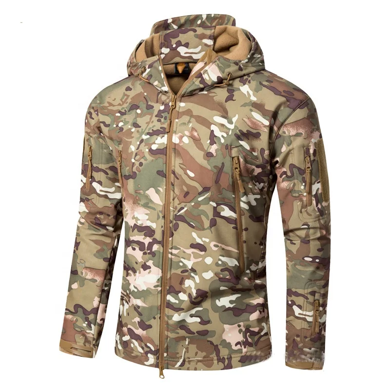 

Wholesale Men's Waterproof Army Fans Military Camouflage Softshell Jacket Tactical Jacket Combat Hoody Coat Winter Fleece Jacket
