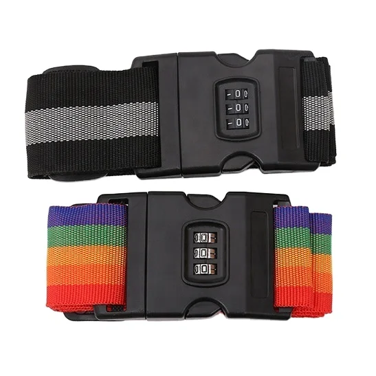 

Wholesale Rainbow color nylon travel luggage suitcase Luggage Band Belt ABS password lock Suitcase packing strap, Picture color