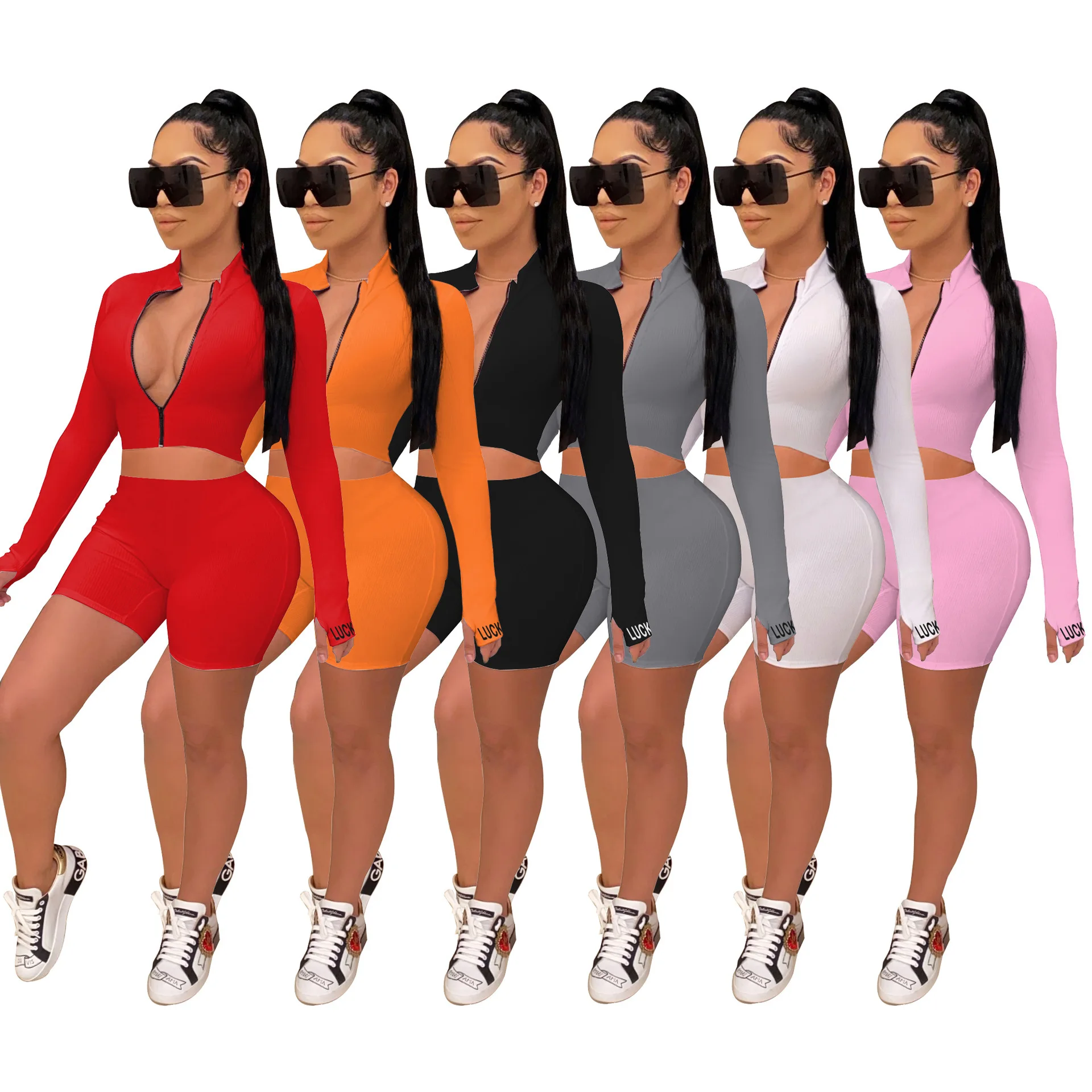 Custom Embroidered High Elastic Long Sleeve Outfits v Neck Ribbed Strip Jogger Biker Sports Two Piece Suit For Women, As pics show
Custom Embroidered High Elastic Long Sleeve Outfits v Neck Ribbed Strip Jogger Biker Sports Two Piece Suit For Women, As pics show