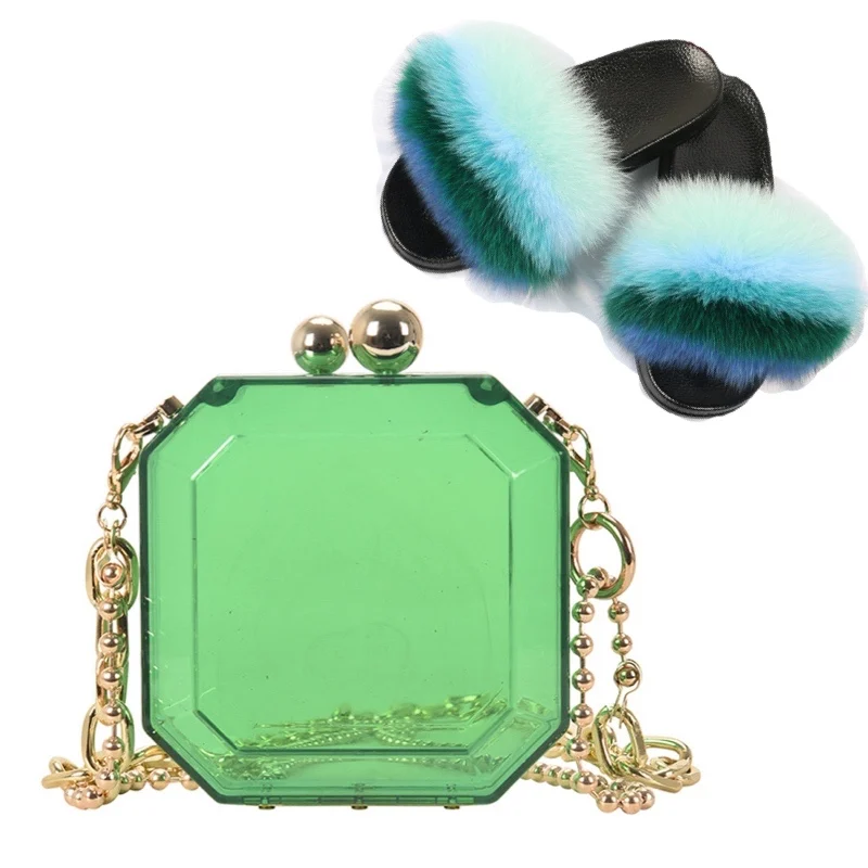 2021 Fox fur slides shoes and matching acrylic clear box clutch handbag purse jelly purses with slippers set and sandals sets
2021 Fox fur slides shoes and matching acrylic clear box clutch handbag purse jelly purses with slippers set and sandals sets
