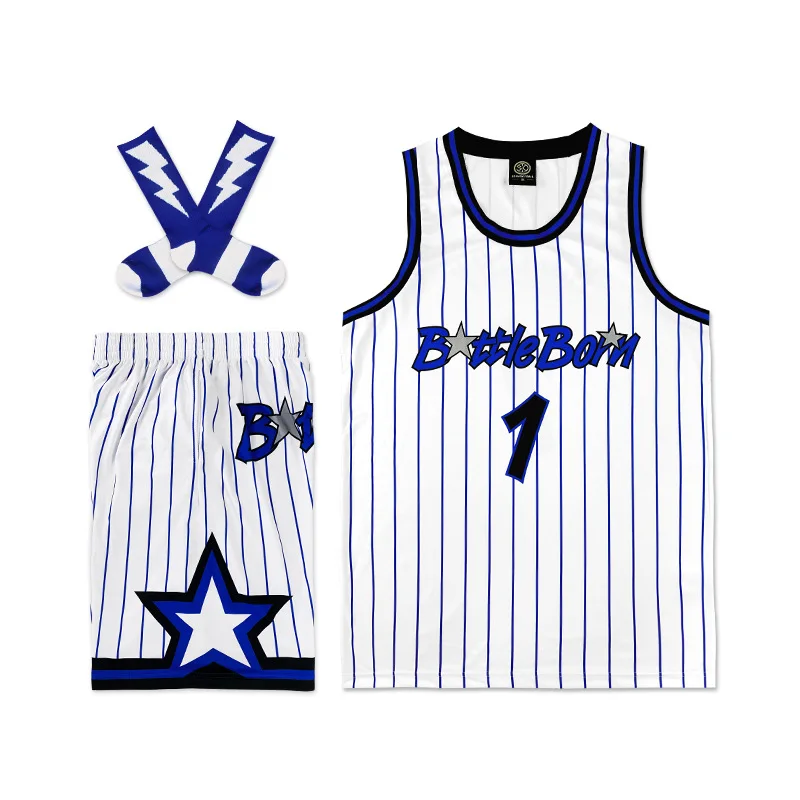 Wholesale stripe stars match suit bluey apparel DIY team suit uniform basketball training suit basketball jersey short, Picture
Wholesale stripe stars match suit bluey apparel DIY team suit uniform basketball training suit basketball jersey short, Picture