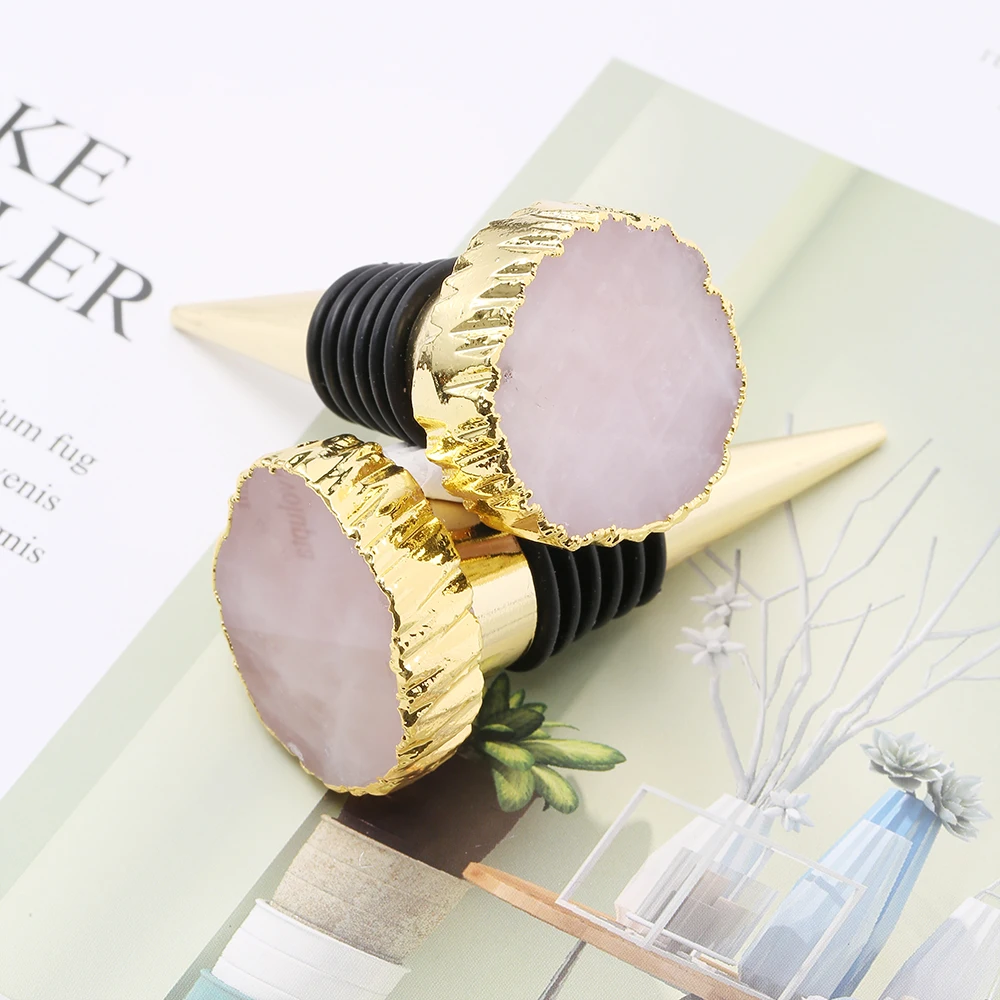 2021 wholesale real stone custom crystal bottle stoppers high quality gemstone natural stone rose quartz wine stopper
2021 wholesale real stone custom crystal bottle stoppers high quality gemstone natural stone rose quartz wine stopper