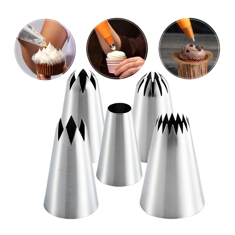 5 pcs stainless steel decorating nozzle set Cake biscuit cream baking tool wholesale, As picture
5 pcs stainless steel decorating nozzle set Cake biscuit cream baking tool wholesale, As picture