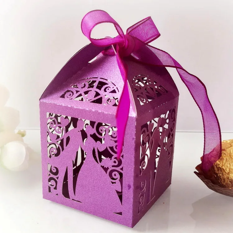 laser cut candy box bride and groom wedding paper favor sweet