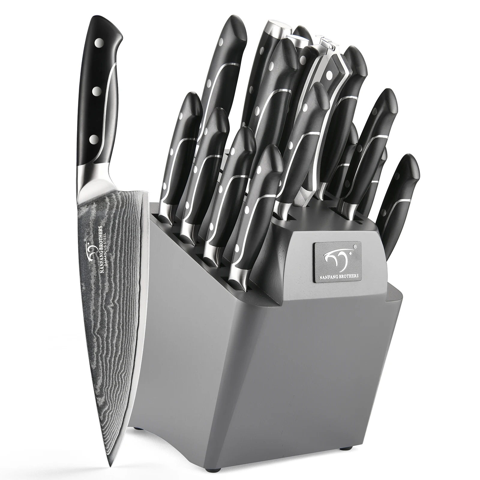 Hot Selling 18 Pieces Damascus Steel Cutlery Kitchen Knife Set Premium Santoku Cleaver Knives with ABS Handle for Gift
Hot Selling 18 Pieces Damascus Steel Cutlery Kitchen Knife Set Premium Santoku Cleaver Knives with ABS Handle for Gift