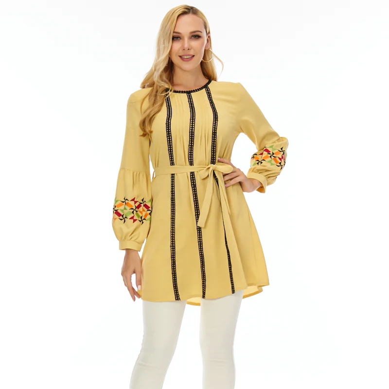 Fashion Design Black Lace With Embroidery Blouse High Quality O Neck Long Sleeve Dress, Green/yellow/white/pink
Fashion Design Black Lace With Embroidery Blouse High Quality O Neck Long Sleeve Dress, Green/yellow/white/pink